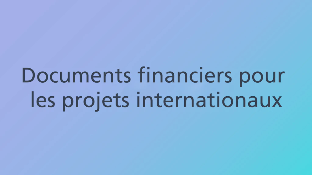 Documents financiers pour les projets internationaux