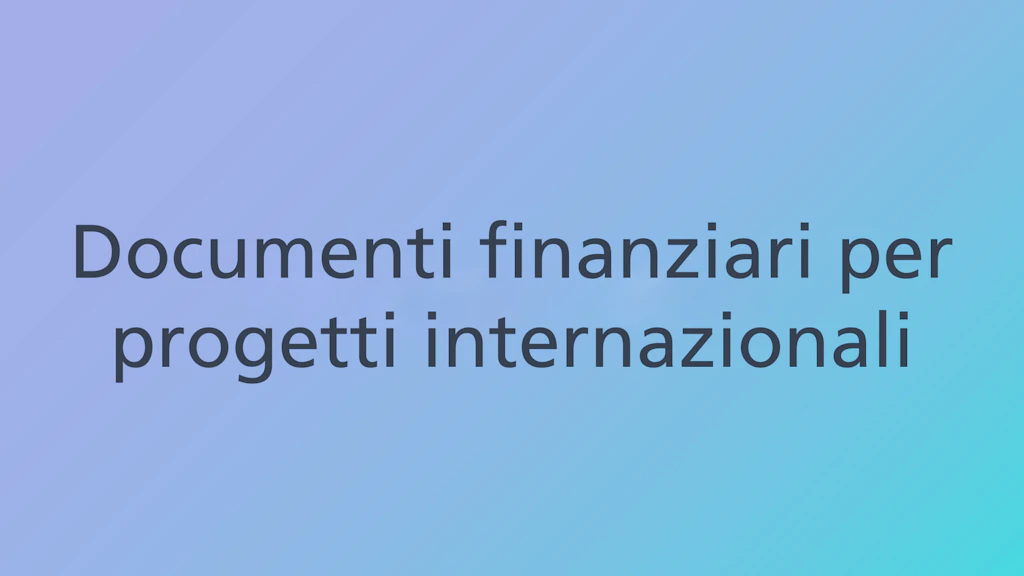 Documenti finanziari per progetti internazionali