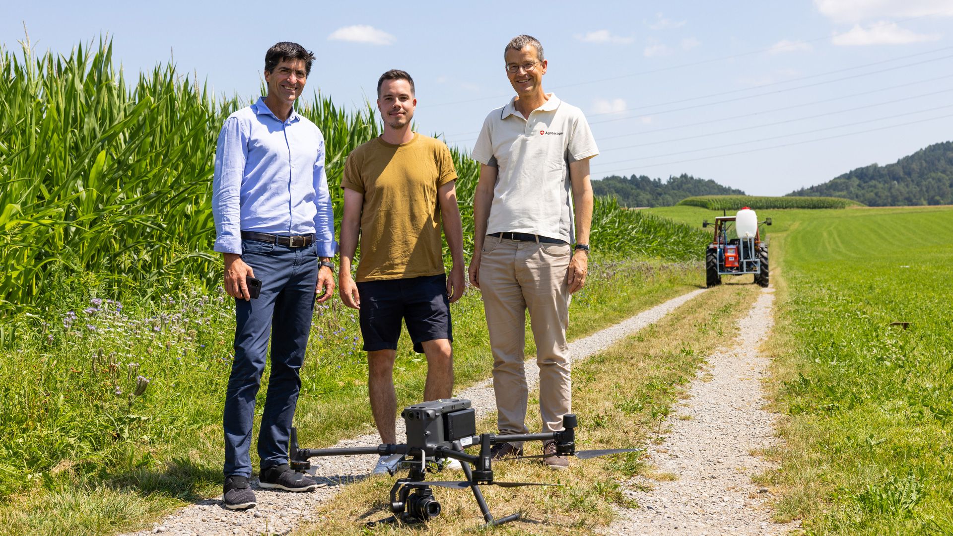 Alexander Lehrmann, Senior Director Innovation & Development bei Sunrise, Patrick Meyer, Projektleiter Innovation and Business Development bei fenaco und Thomas Anken, Gruppenleiter Digital Production bei Agroscope